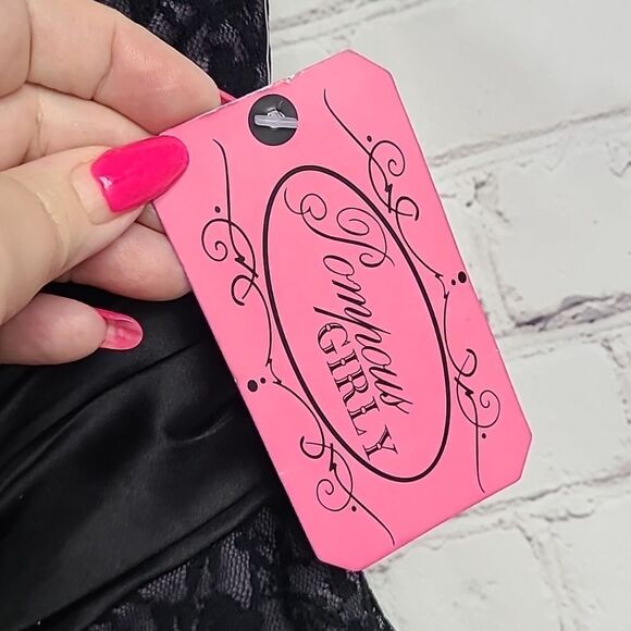 NWT Strapless Black Lace Ruched Bodycon Short Prom Dress Formal Cocktail Gothic - Picture 5 of 10